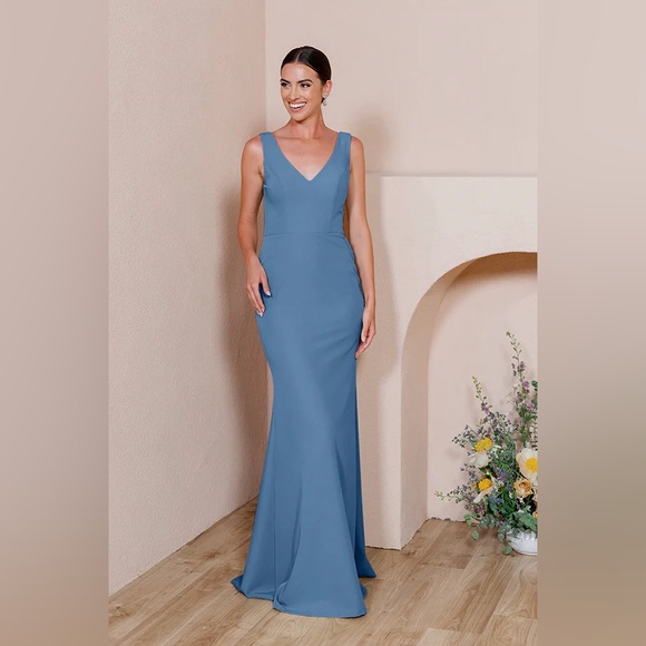 Blue Revelry Bridesmaid Dress (Dakota Crepe Dress) - Picture 1 of 5